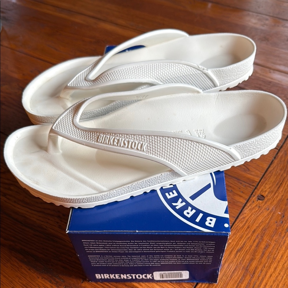 Birkenstock White Flip Flop Sandals